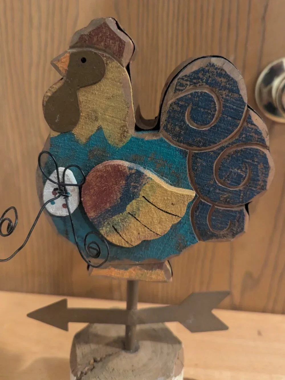 Rustic Wood Metal Rooster Weathervane Decorative Farmhouse Country Homestead-12